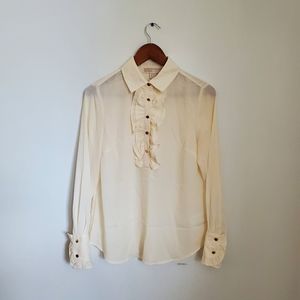 MK Michael Kors | Cream Blouse with Ruffle Detail